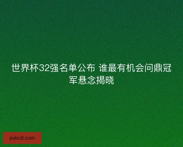 世界杯32强名单公布 谁最有机会问鼎冠军悬念揭晓