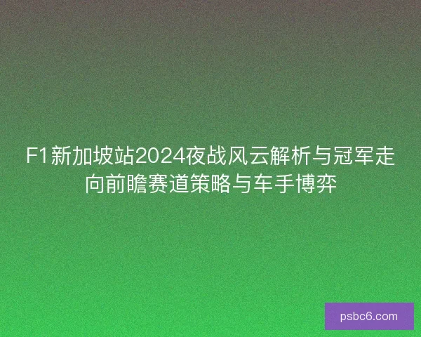 F1新加坡站2024夜战风云解析与冠军走向前瞻赛道策略与车手博弈
