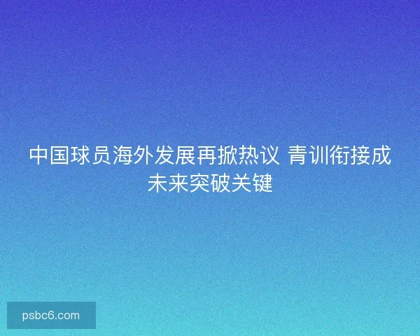中国球员海外发展再掀热议 青训衔接成未来突破关键